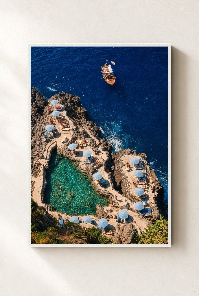 Cliffside Reservation, framed, white