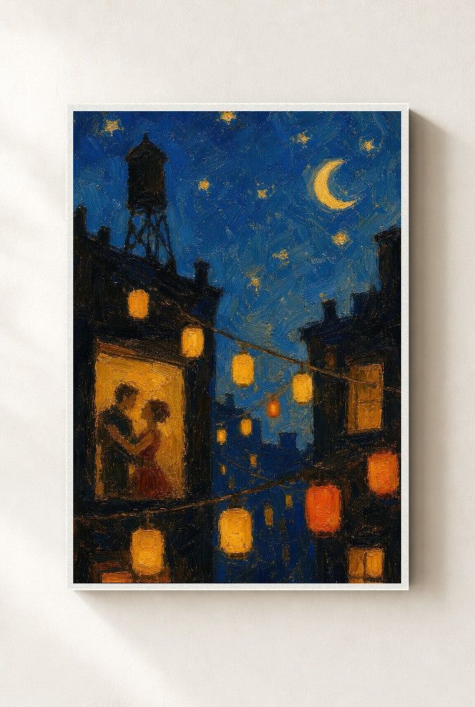 Amber Night, Dancers, framed close-up, white