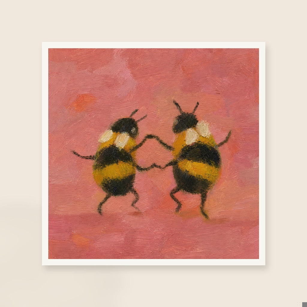 Two Bees, framed close-up, white