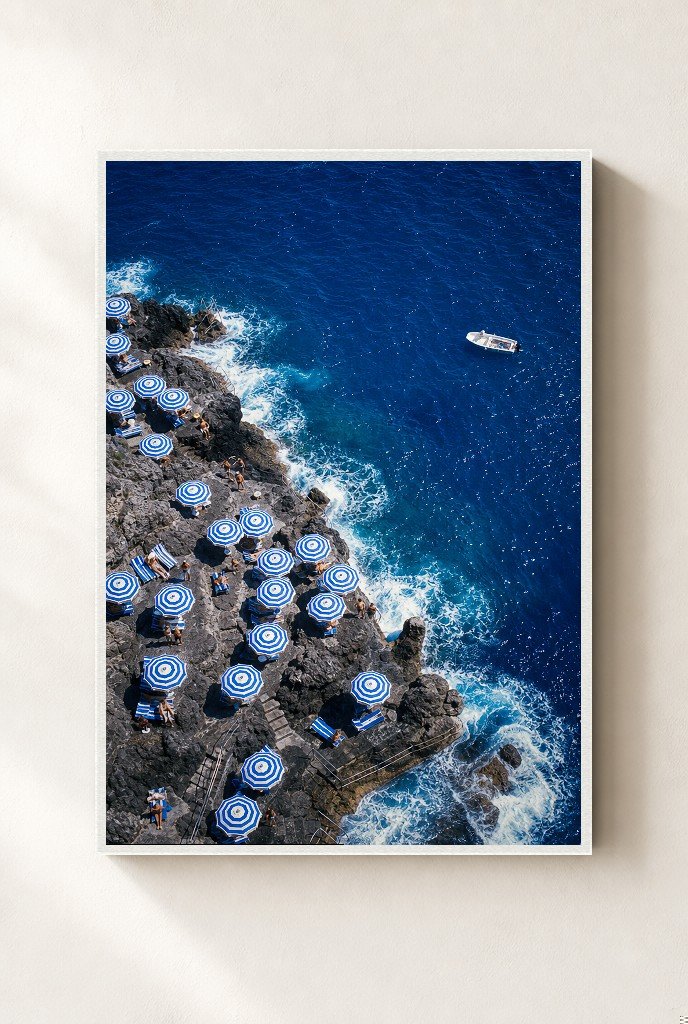 Blue Stripe Armada, framed, white