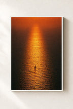 Lone Sail, Molten Sea, framed, white