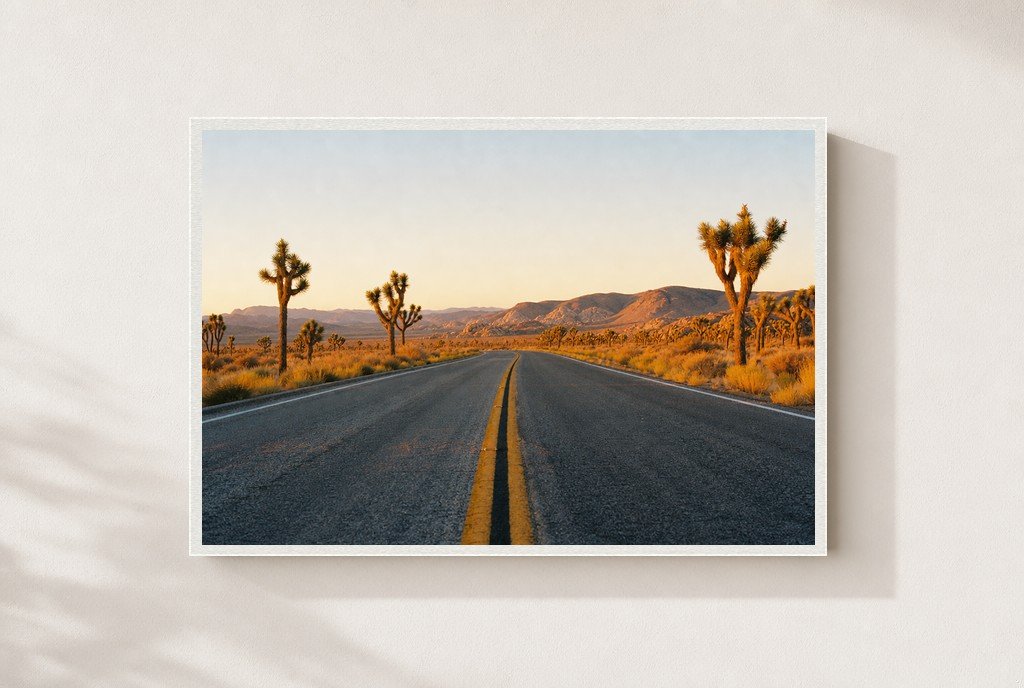 Joshua Tree Two-Lane, framed, white