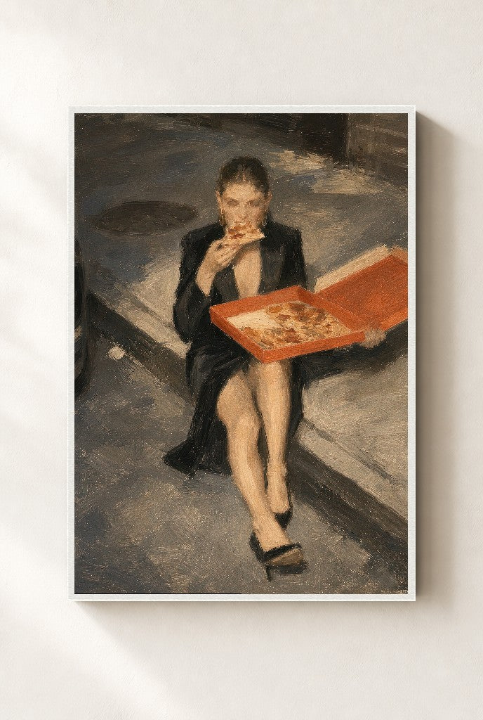 Couture and a Slice, framed close-up, white