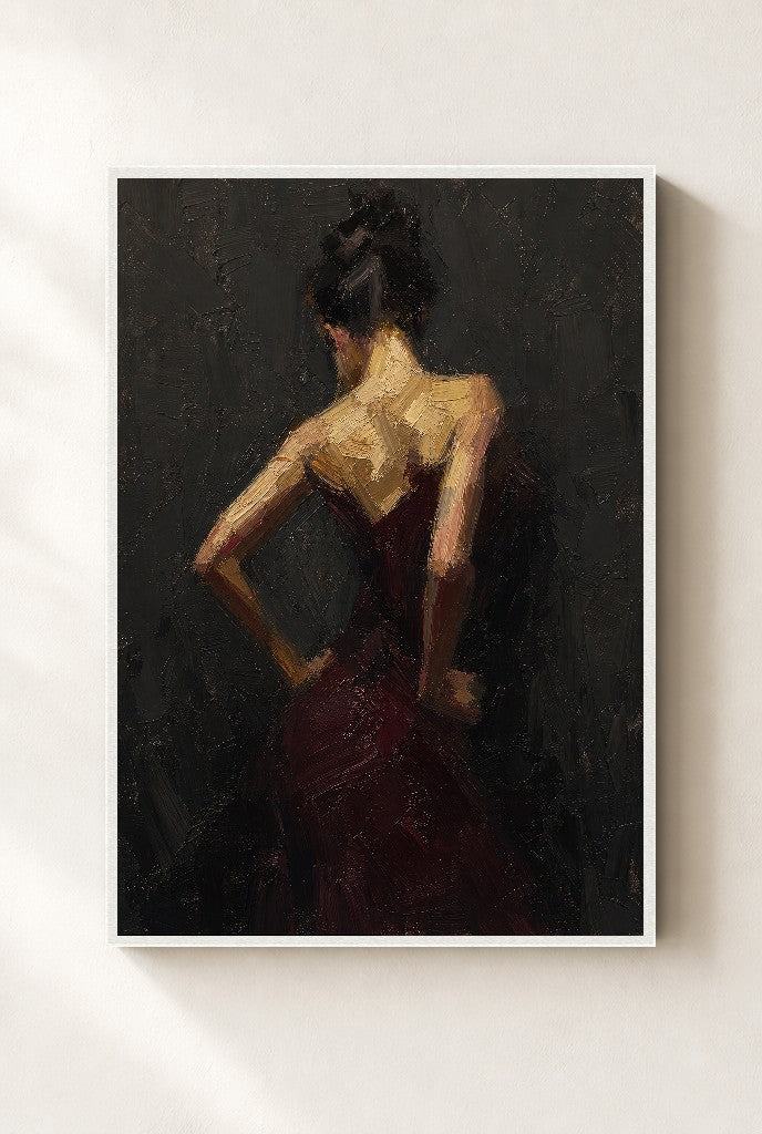 Oxblood Dress, Charcoal, framed close-up, white