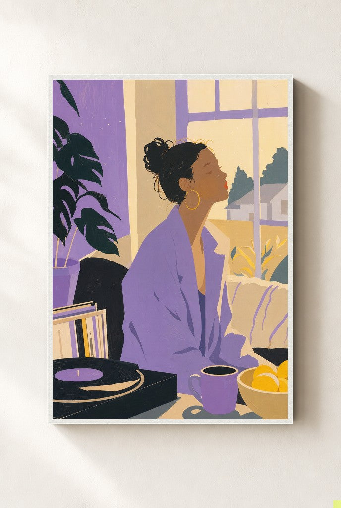 Vinyl and Lavender, framed close-up, white