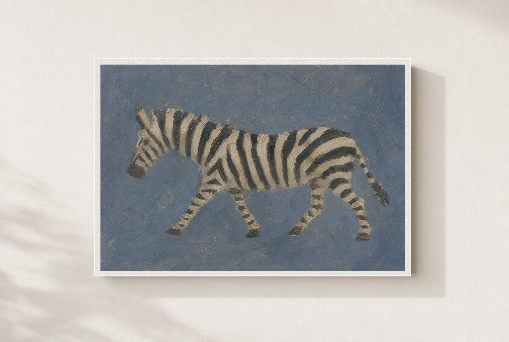Flat Zebra, framed close-up, white