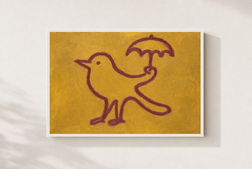Line Bird, Umbrella, framed close-up, white