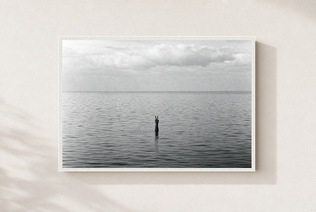 Two Up From the Deep, framed, white
