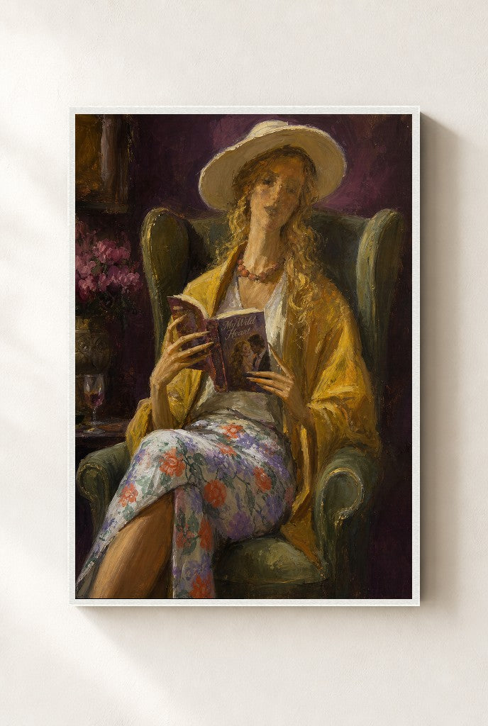 A Good Chair, a Better Book, framed close-up, white
