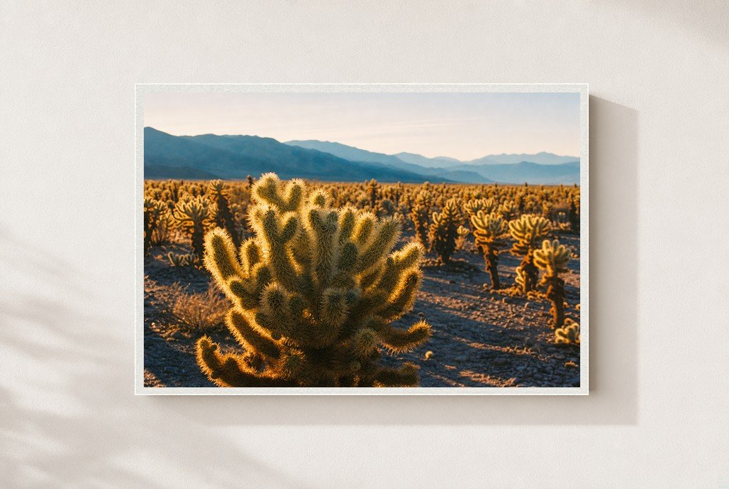 Cholla Gold, framed, white
