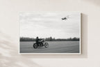 Biplane and Chrome, framed, white