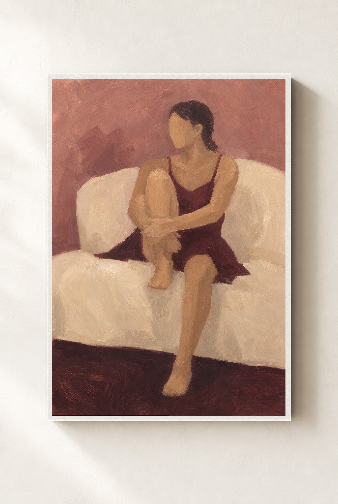 Burgundy Slip, framed close-up, white