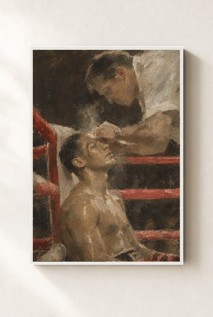 Between Rounds, framed close-up, white