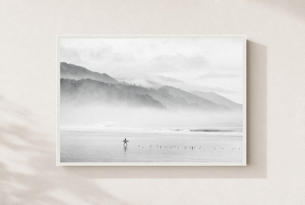 Fog Walker, framed, white