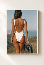 Boombox on the Bluff, framed, white