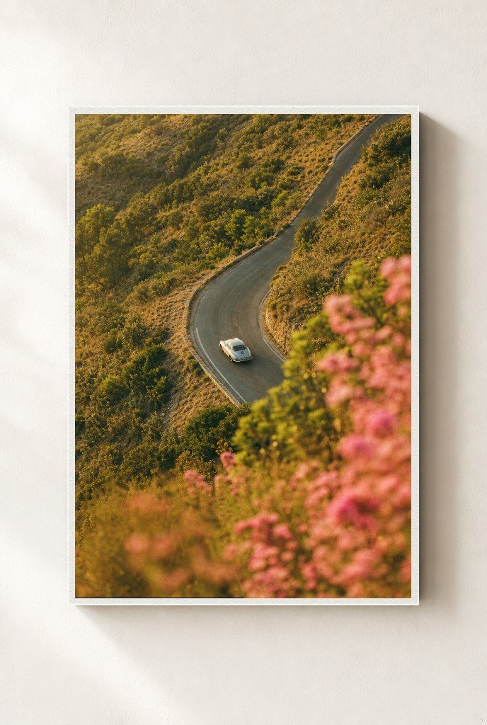 The Long Way, framed, white