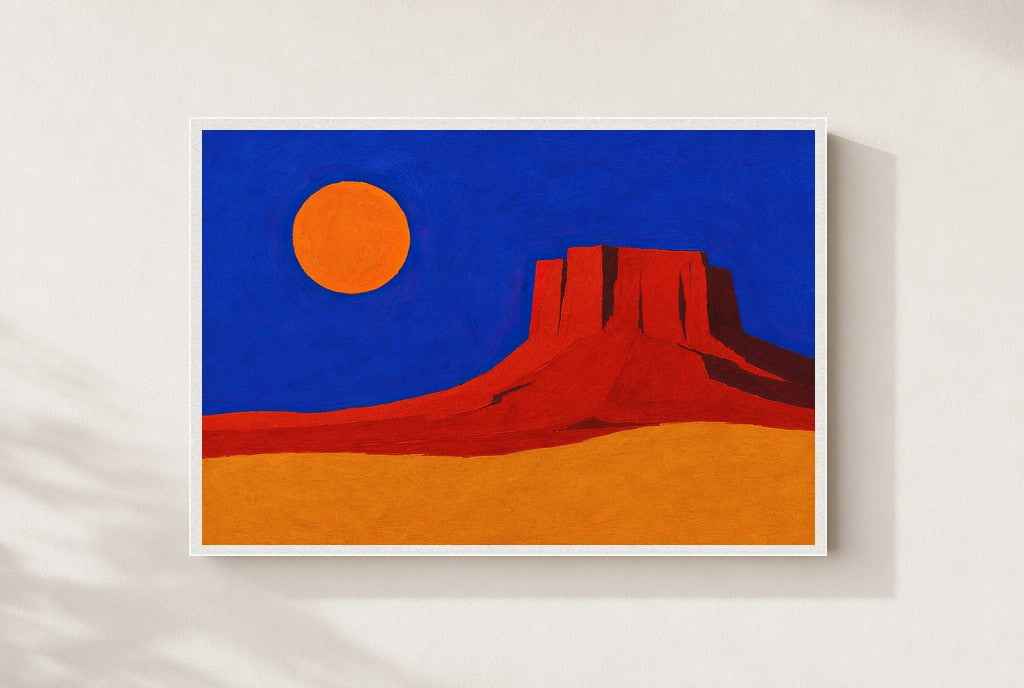Red Mesa, Low Sun, framed close-up, white