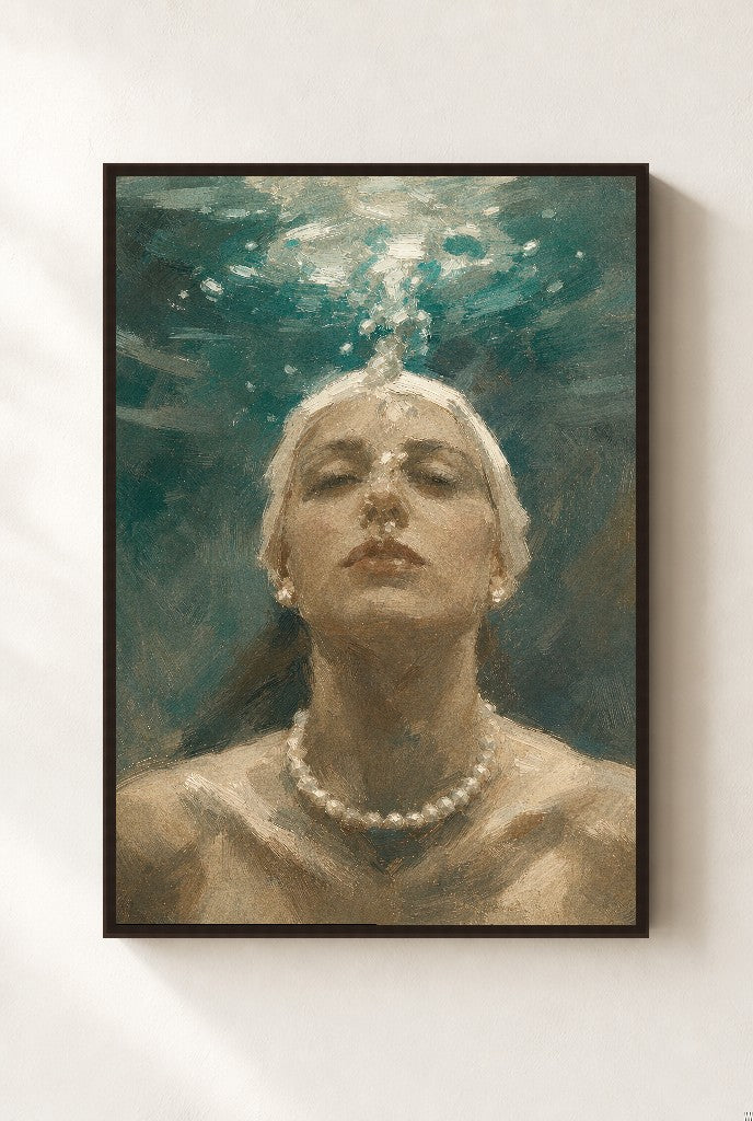 Holding Her Breath, framed close-up, walnut