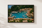 Portofino from Above, framed, walnut