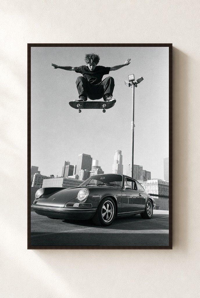 Hang Time, framed, walnut
