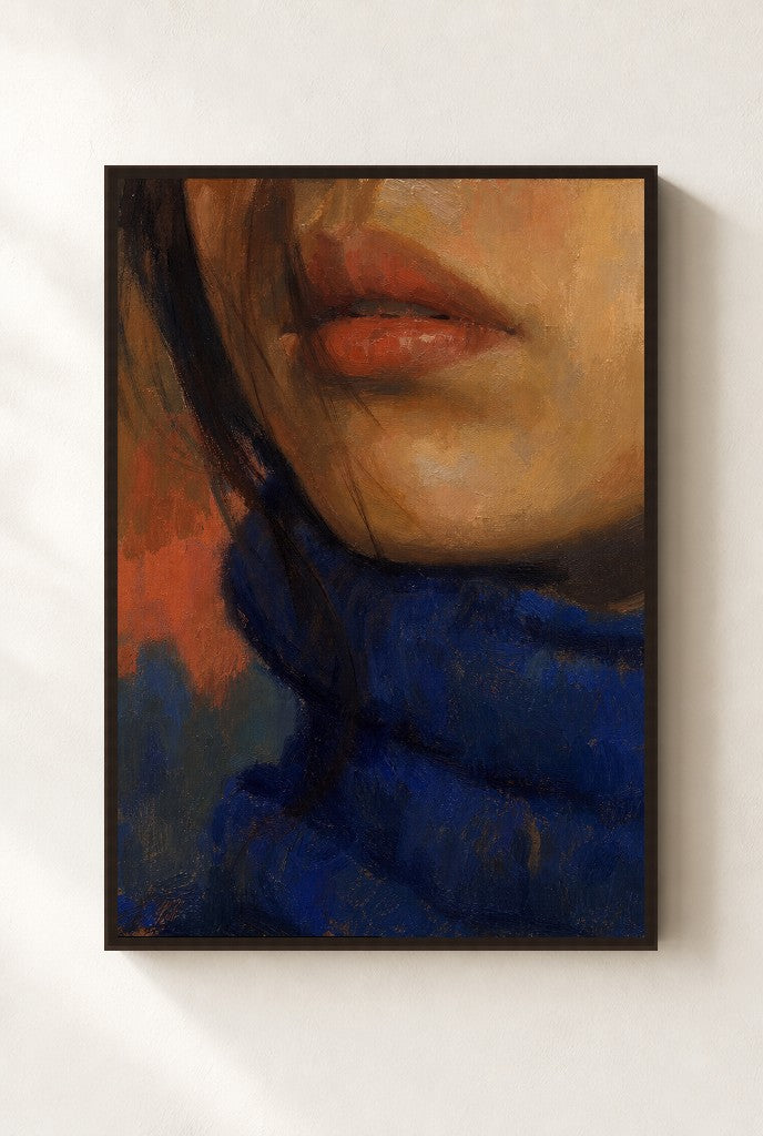 Turtleneck Weather, framed close-up, walnut