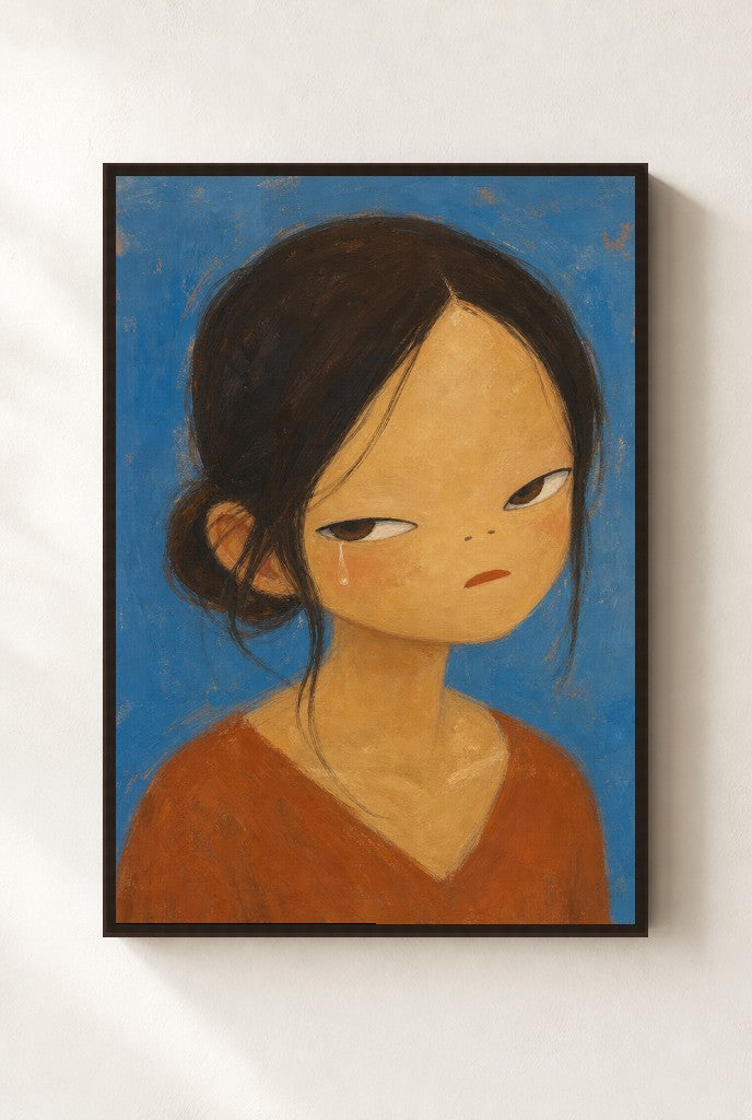 A Single Tear, framed close-up, walnut