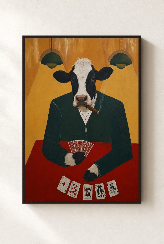 All In print, mounted in a walnut wood frame on a cream wall.