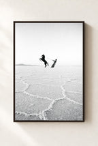 Horse on the Salt Flats, framed, walnut