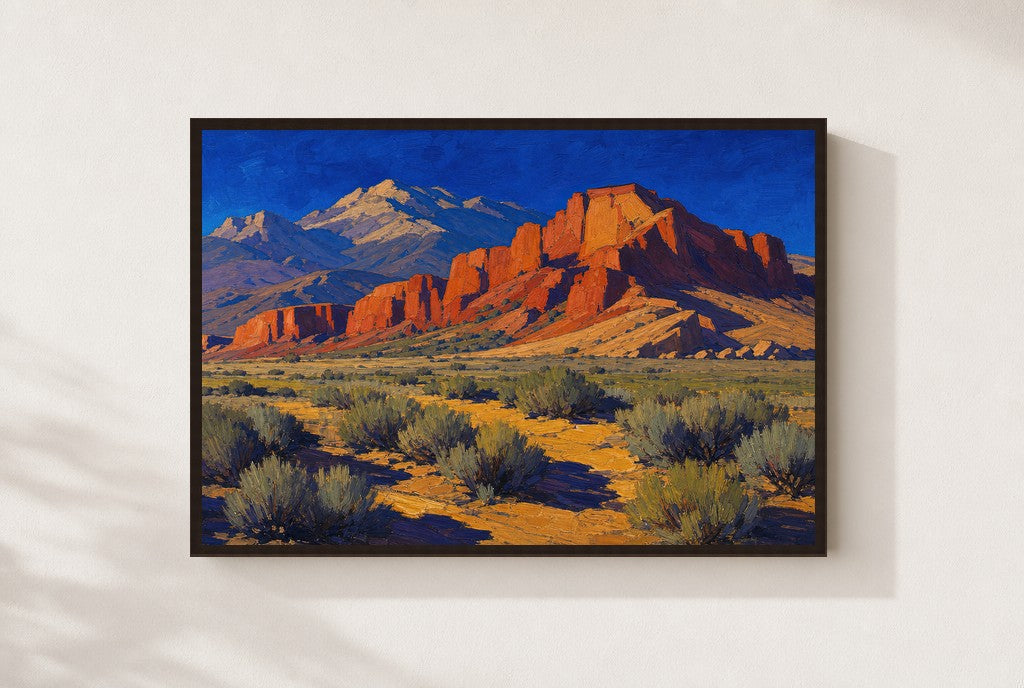Far Range, framed close-up, walnut
