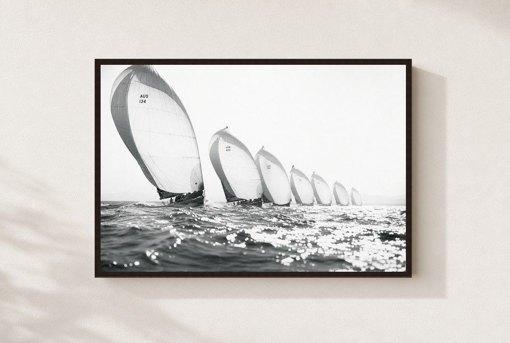 Spinnakers in Line, framed, walnut