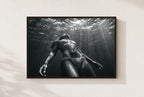 Held Underwater, framed, walnut