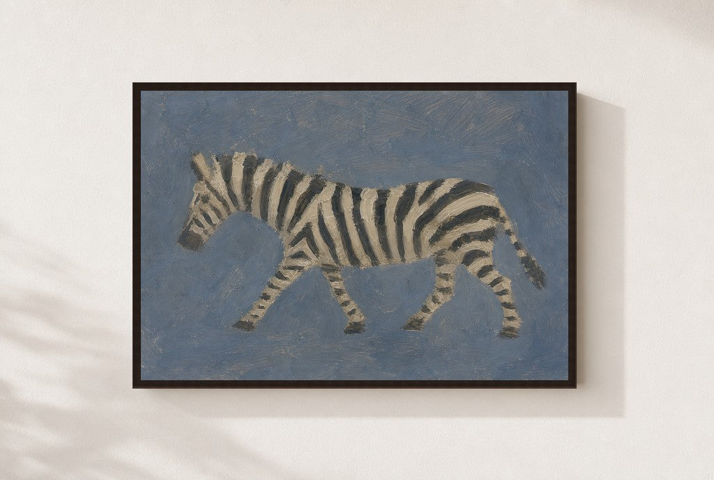 Flat Zebra, framed close-up, walnut