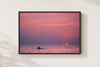 Swim at Sundown, framed, walnut