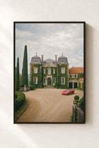 Red Car, Stone Chateau, framed, walnut