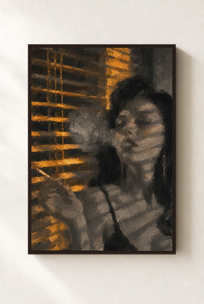 Through the Blinds, framed close-up, walnut