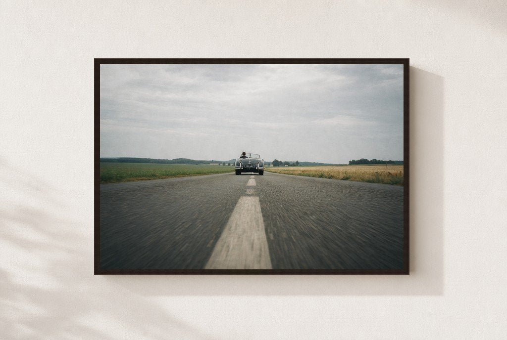 Runway to Nowhere, framed, walnut
