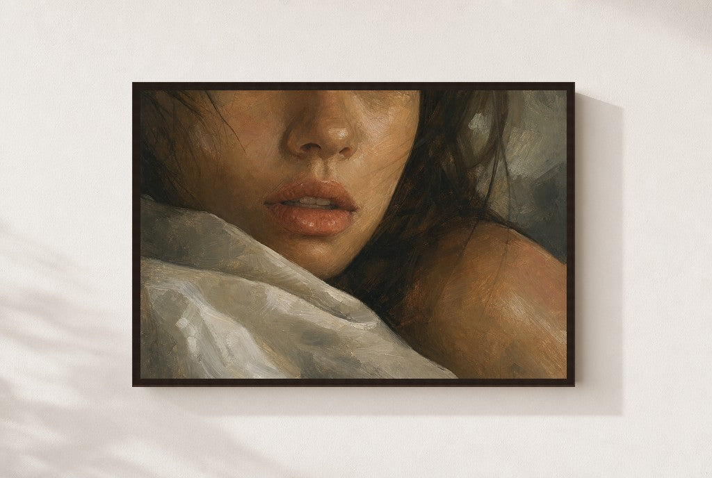 Slept In, framed close-up, walnut