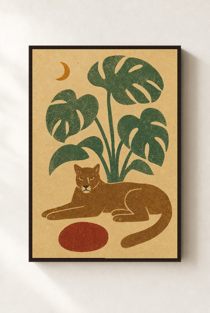 The Panther Doesn't Chase, framed close-up, walnut