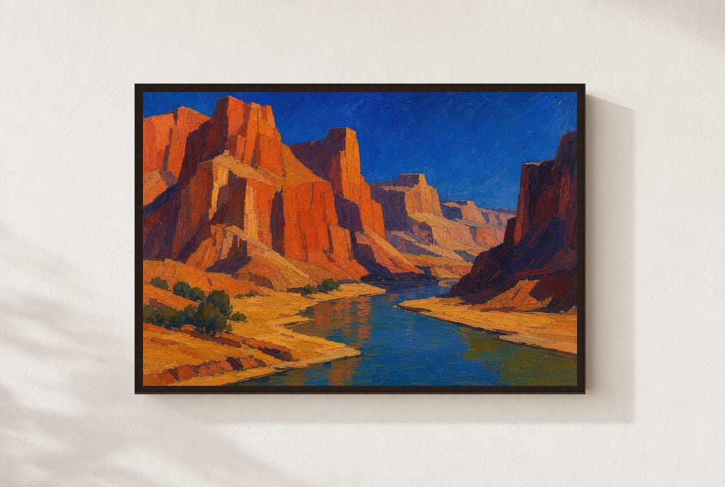 The River Cuts Anyway, framed close-up, walnut
