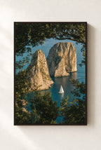 Lone Sail, Faraglioni, framed, walnut