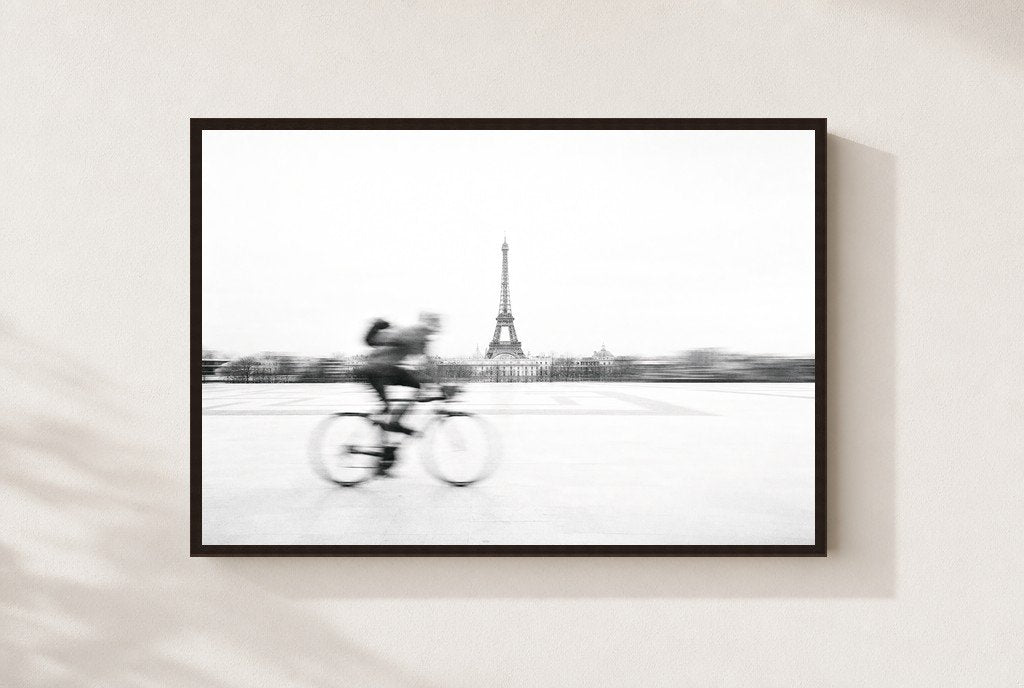 Blur Past the Tower, framed, walnut