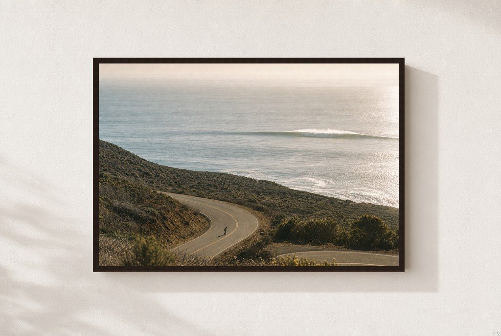 Road to the Swell, framed, walnut
