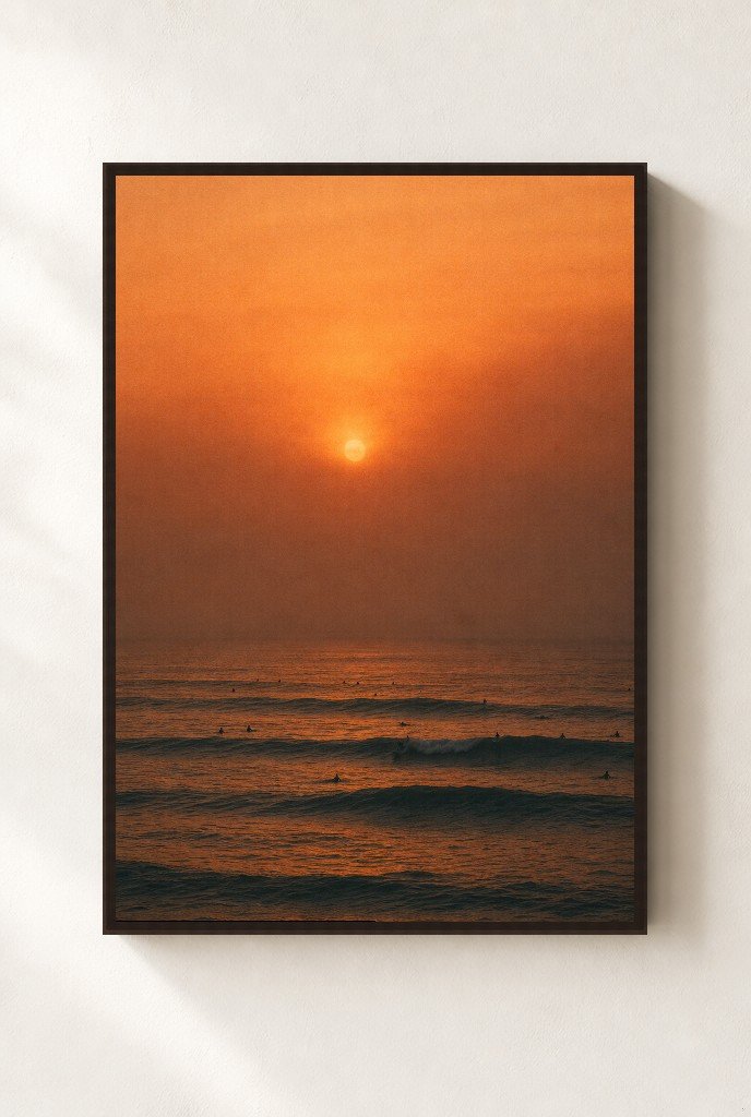 Burnt Orange Lineup, framed, walnut