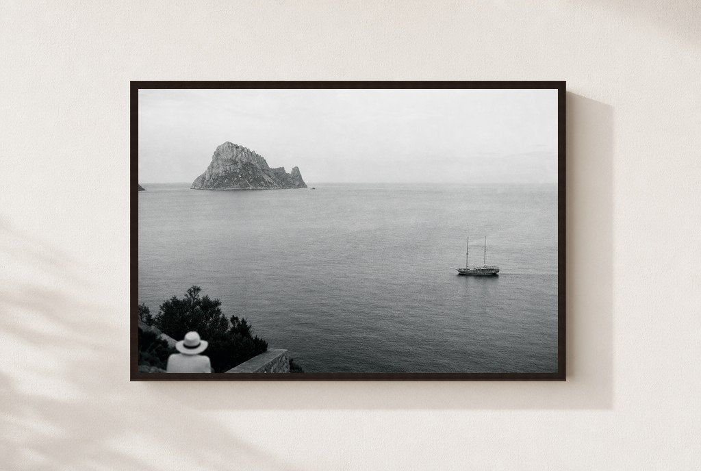Watching the Far Rock, framed, walnut