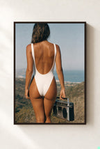 Boombox on the Bluff, framed, walnut