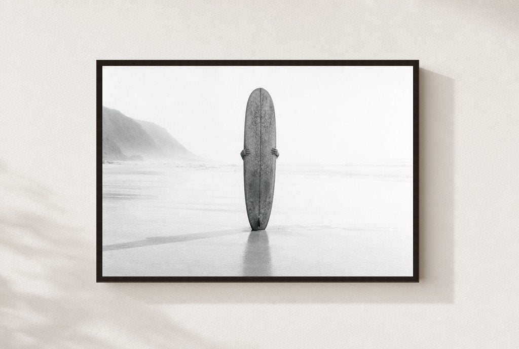Longboard at Low Tide, framed, walnut