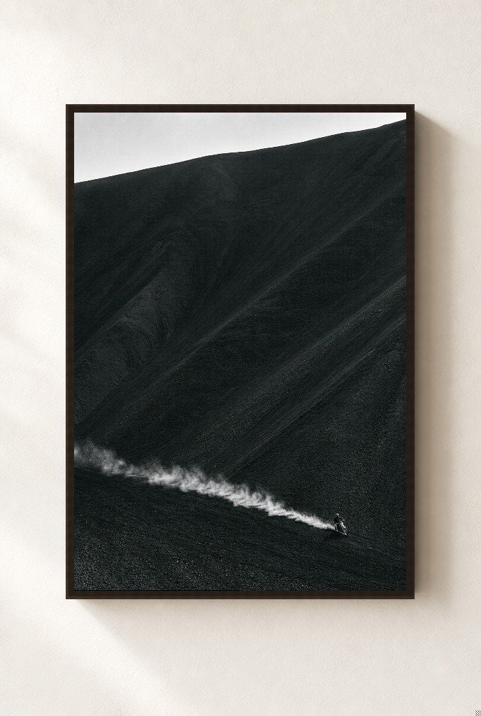 Smoke on the Slope, framed, walnut