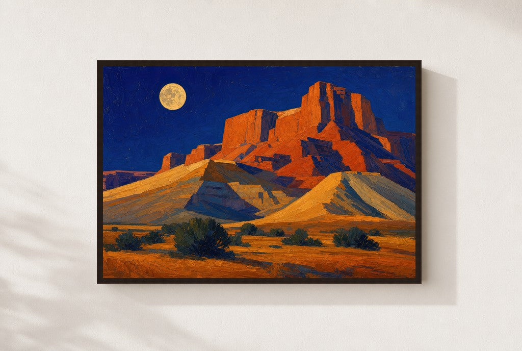 Moonrise, No Witnesses, framed close-up, walnut