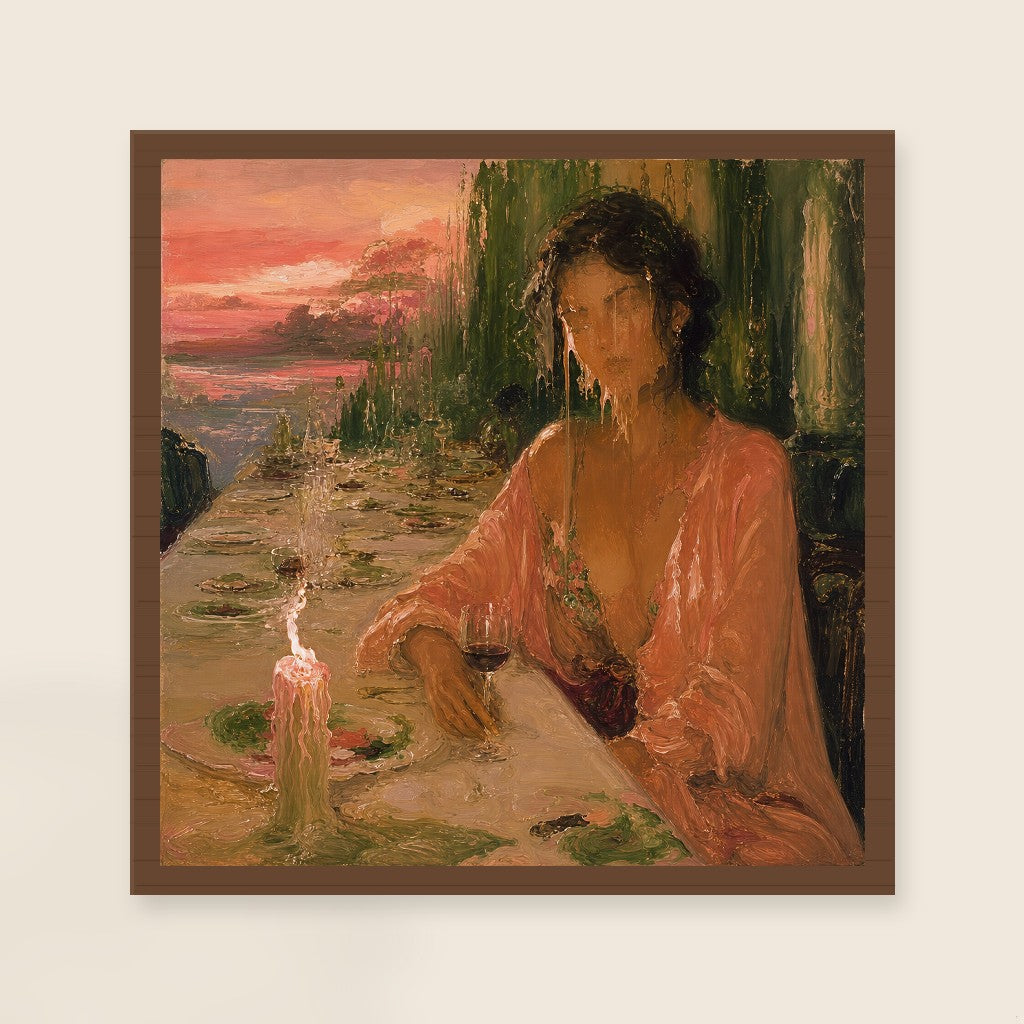 Getting Ready, With Audience, framed close-up, walnut