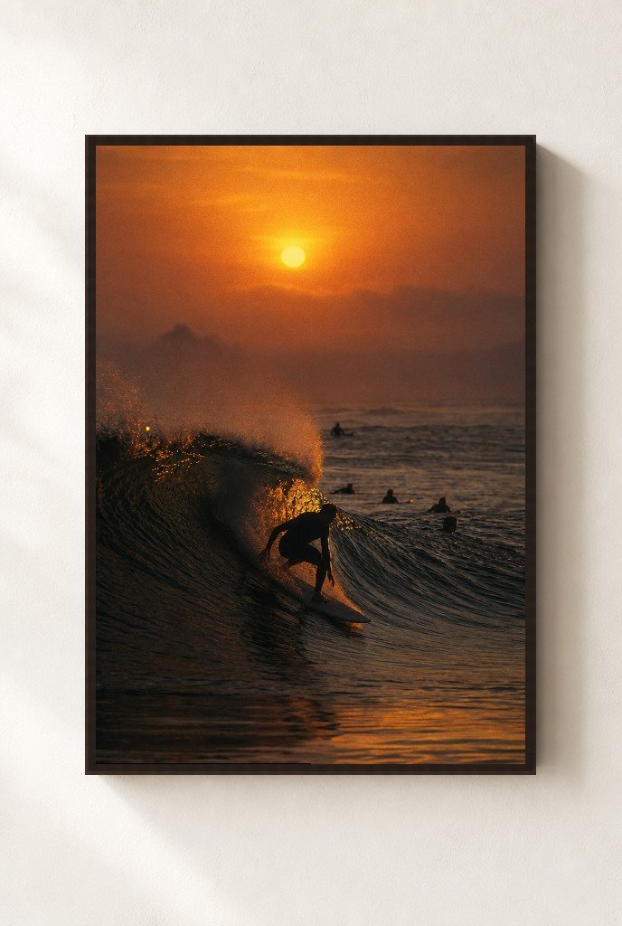 Drop at Sundown, framed, walnut
